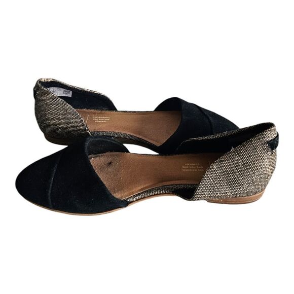 TOMS Jutti D'Orsay Black Suede Metallic Woven Flats - Size 9 1/2 - Picture 3 of 8